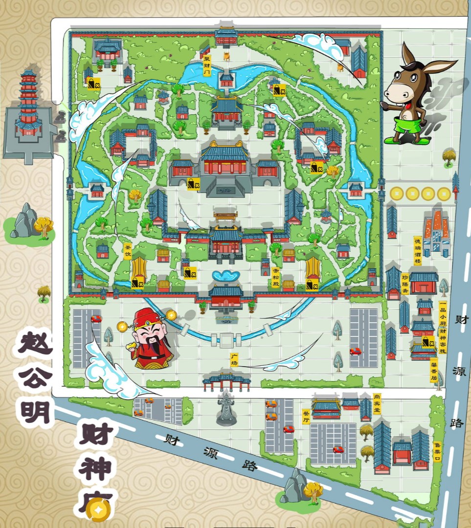 忻州寺庙类手绘地图